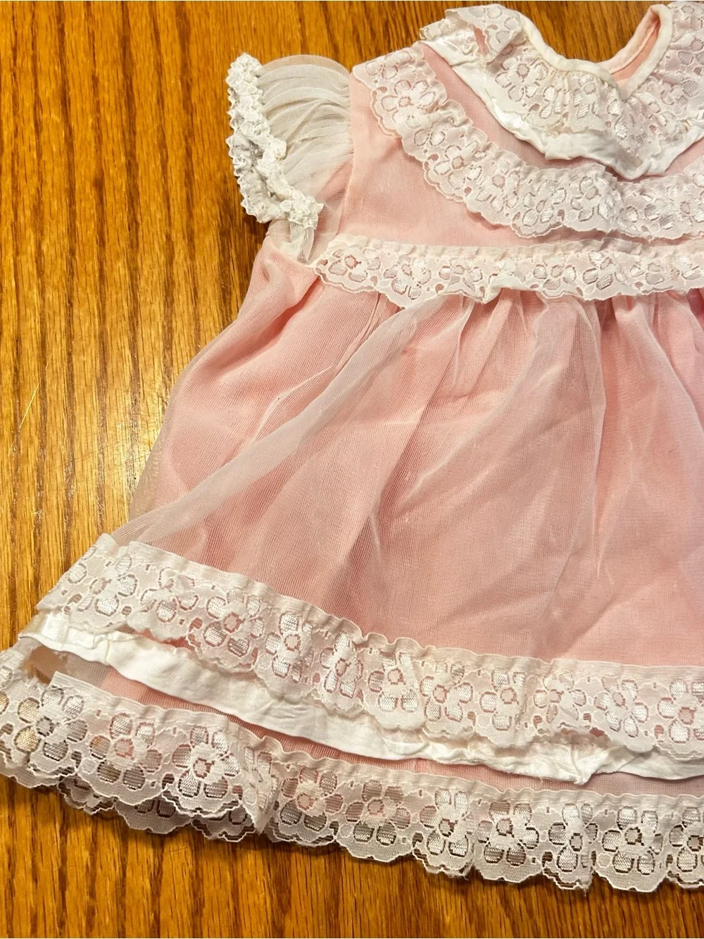 Vintage Stevex UK Infant Pink Lace Dress 6-12 Mos